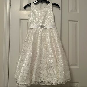 Flower Girl Wedding Communion Lace Dress with Sash Bow Good Girl Brand Size 8